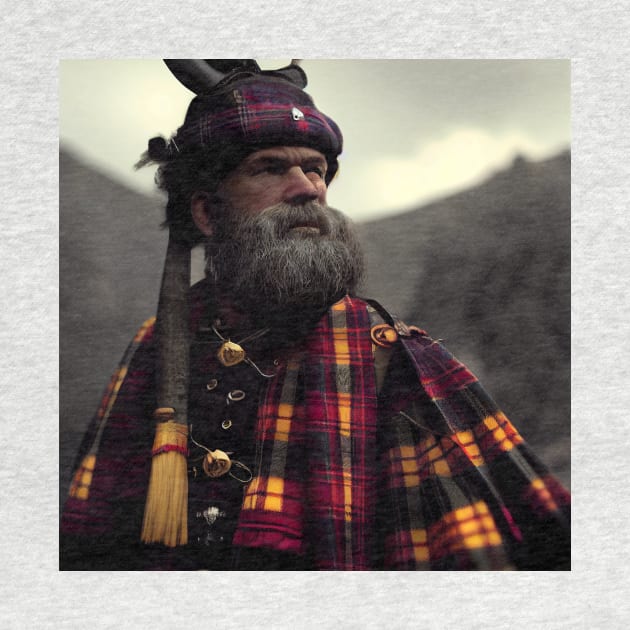 Scottish Highlander in Clan Tartan by Grassroots Green